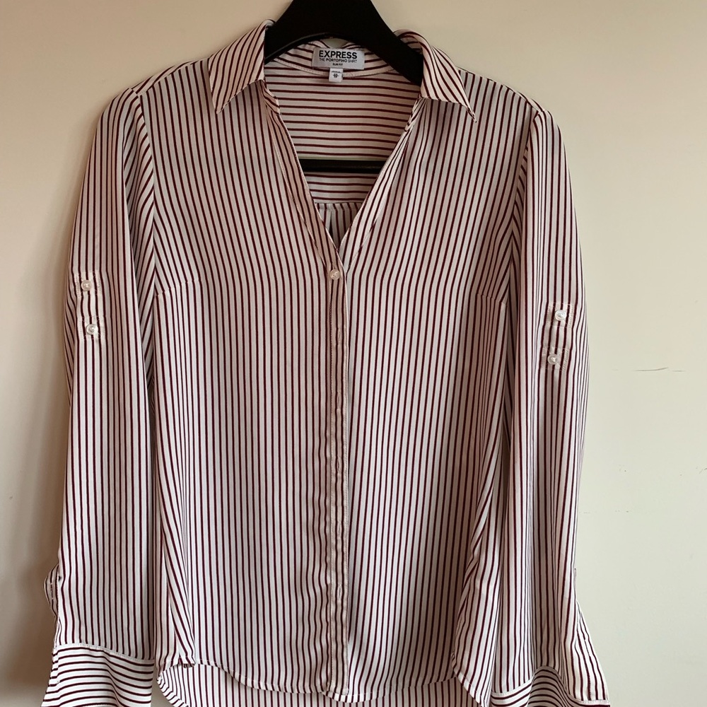 Express Portfolio Button down (red/white striped)